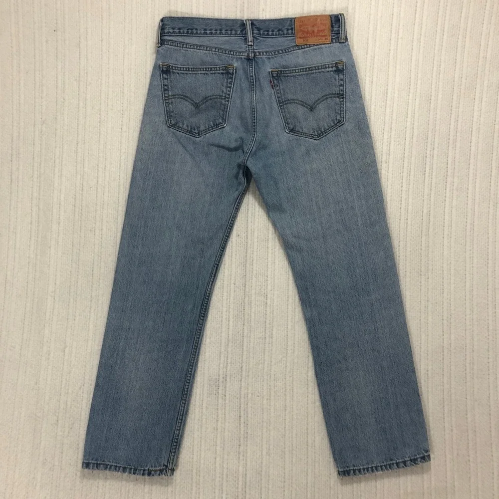 Levis 505 Regular Fit Straight Leg‎ Light Wash Blue Denim Jeans Mens W33 L30